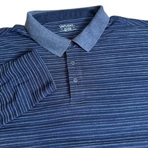 UNTUCKit Miro Polo Shirt XXL Navy Striped Regular Fit Cotton Blend‎